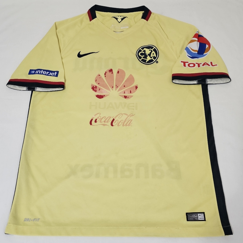 Nike Club America 2015 Men's Large Adios Cuau Dri-FIT Yellow Jersey Liga Mx
